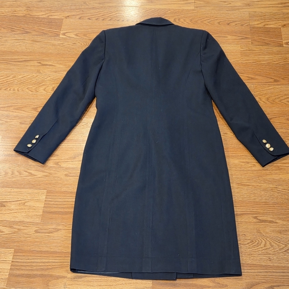 Vintage Brooks Brothers Women Long Wool Navy Blue Gold Button Coat Sz 4 Luxury - Picture 16 of 16
